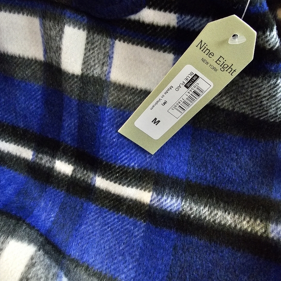 Nine.Eight Plaid Shacket Flannel Shirt Jacket Medium Blue multi NWT - Picture 3 of 5